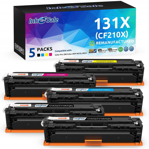 HP 131X Remanufactured  High-Yield 5-Piece Combo Pack (2Black, 1Cyan, 1Yellow,1Magenta)